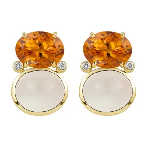 Earrings - Citrine, Moonstone And Diamond (2385E)
