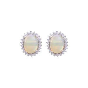Earrings - Opal & White Topaz Halo