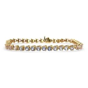Estate 14k Yellow Gold "Rainbow" Sapphire Line Bracelet
