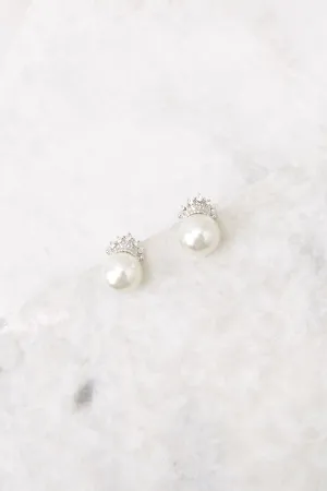 Feel Like Royalty Silver Pearl Earrings