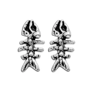 Fish Bone Stud Earrings, Sterling Silver, SALE
