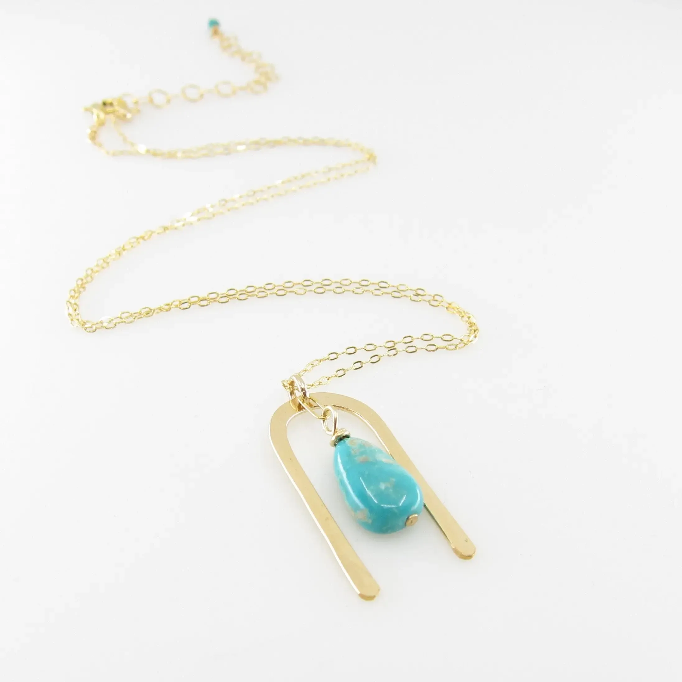 Forged Arch Necklace with Kingman Turquoise