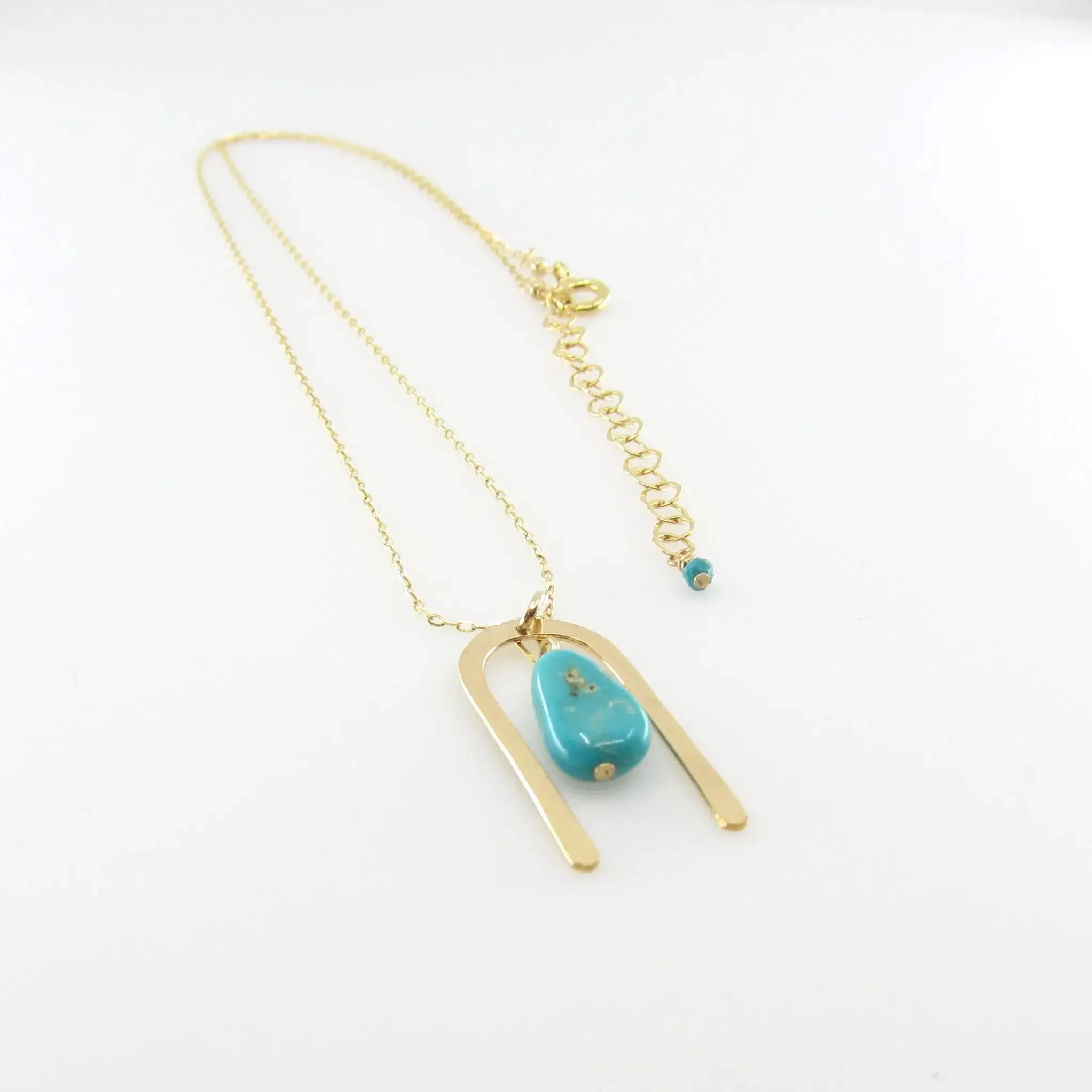 Forged Arch Necklace with Kingman Turquoise