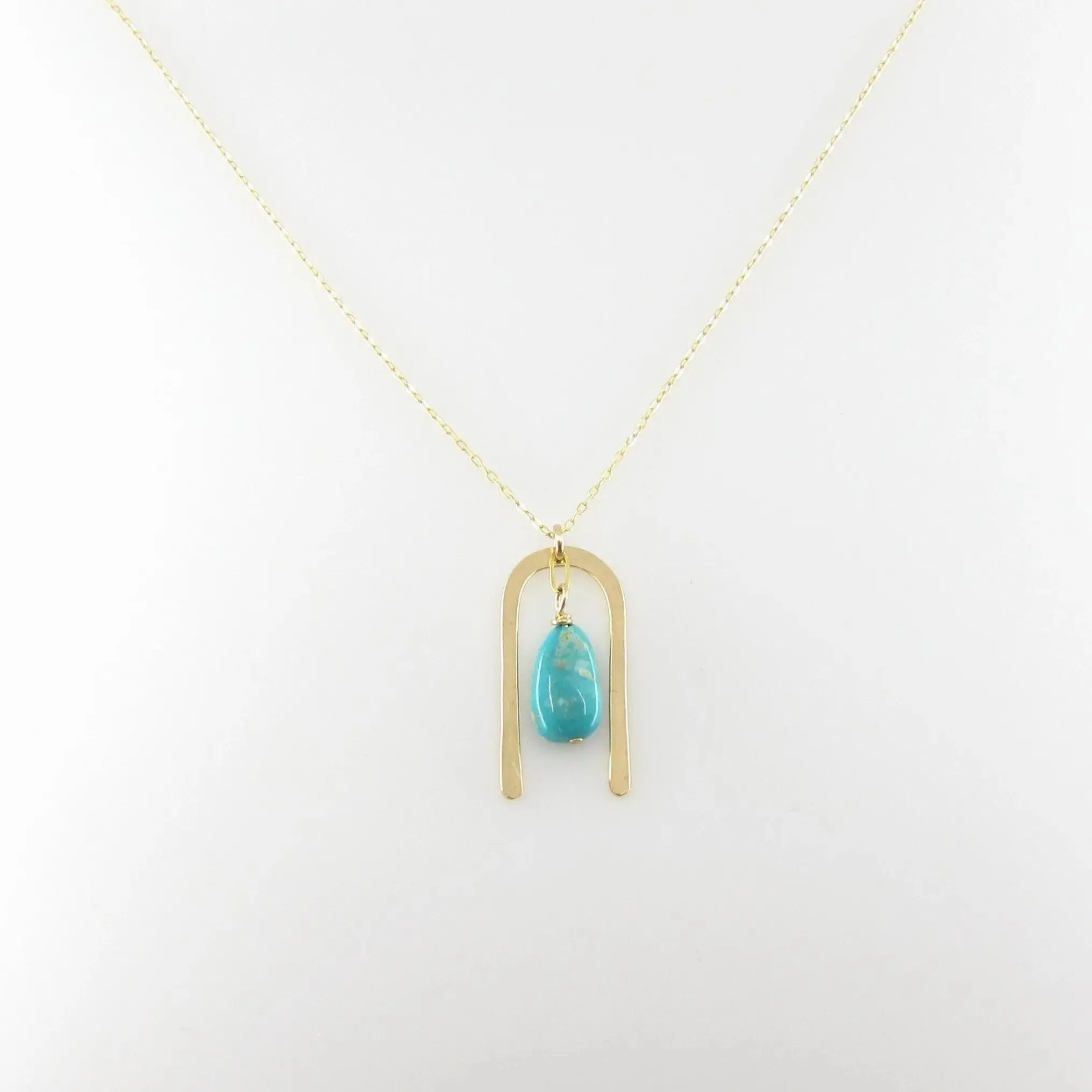 Forged Arch Necklace with Kingman Turquoise