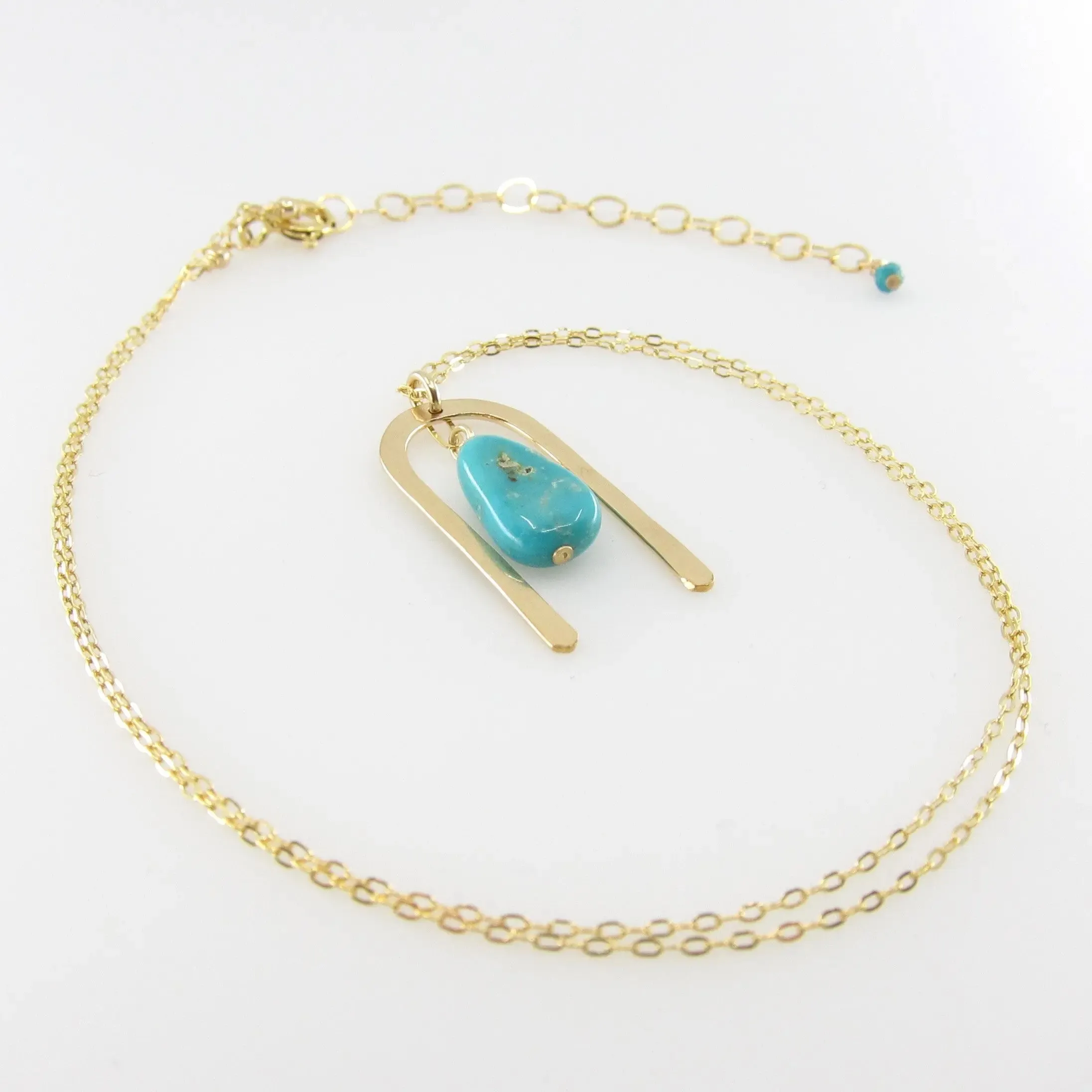 Forged Arch Necklace with Kingman Turquoise