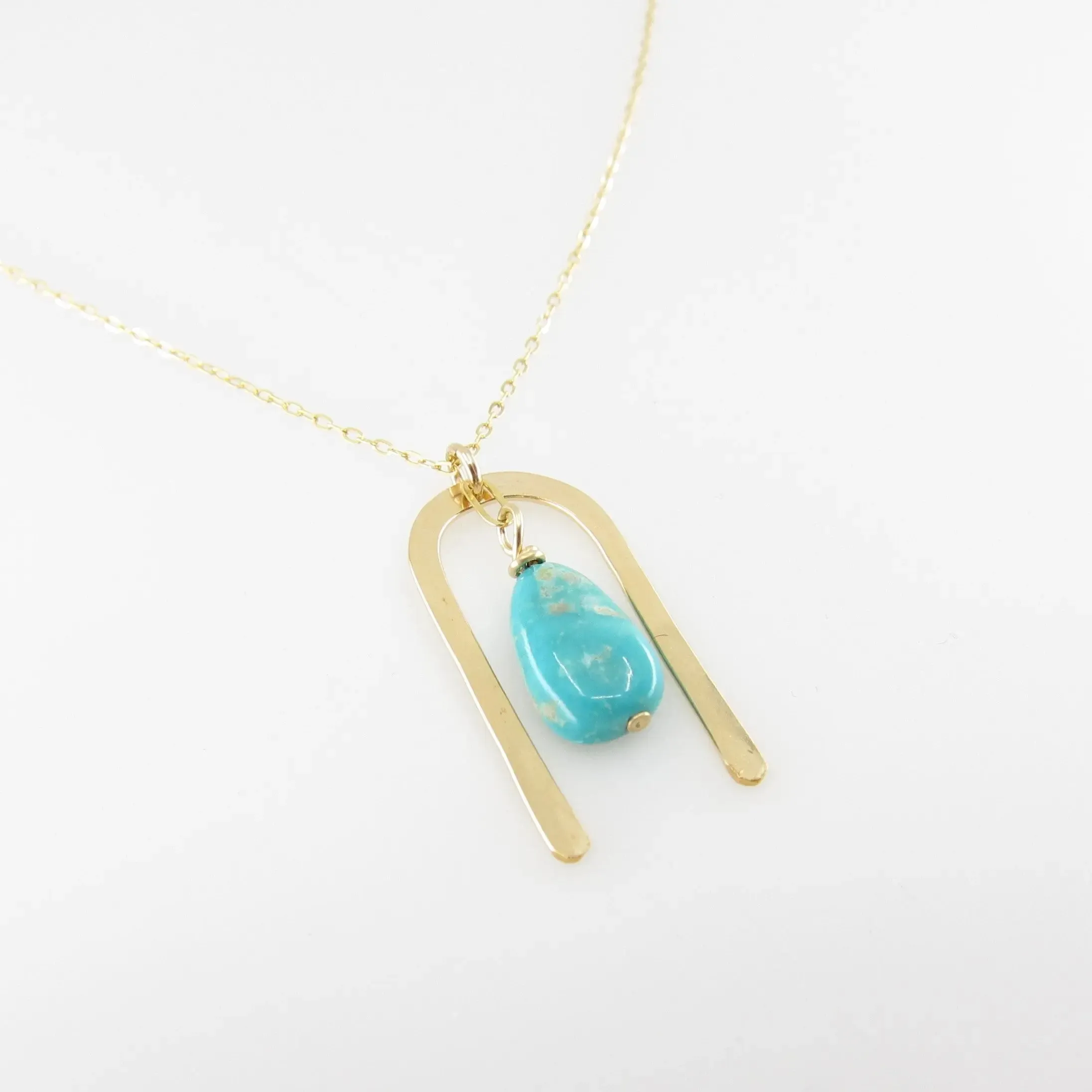 Forged Arch Necklace with Kingman Turquoise
