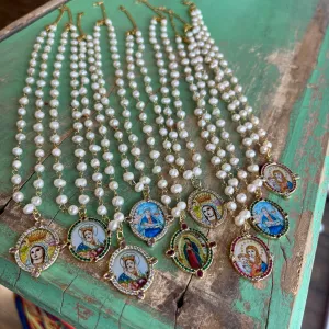 Freshwater Pearl with Gemstone Mary Pendant