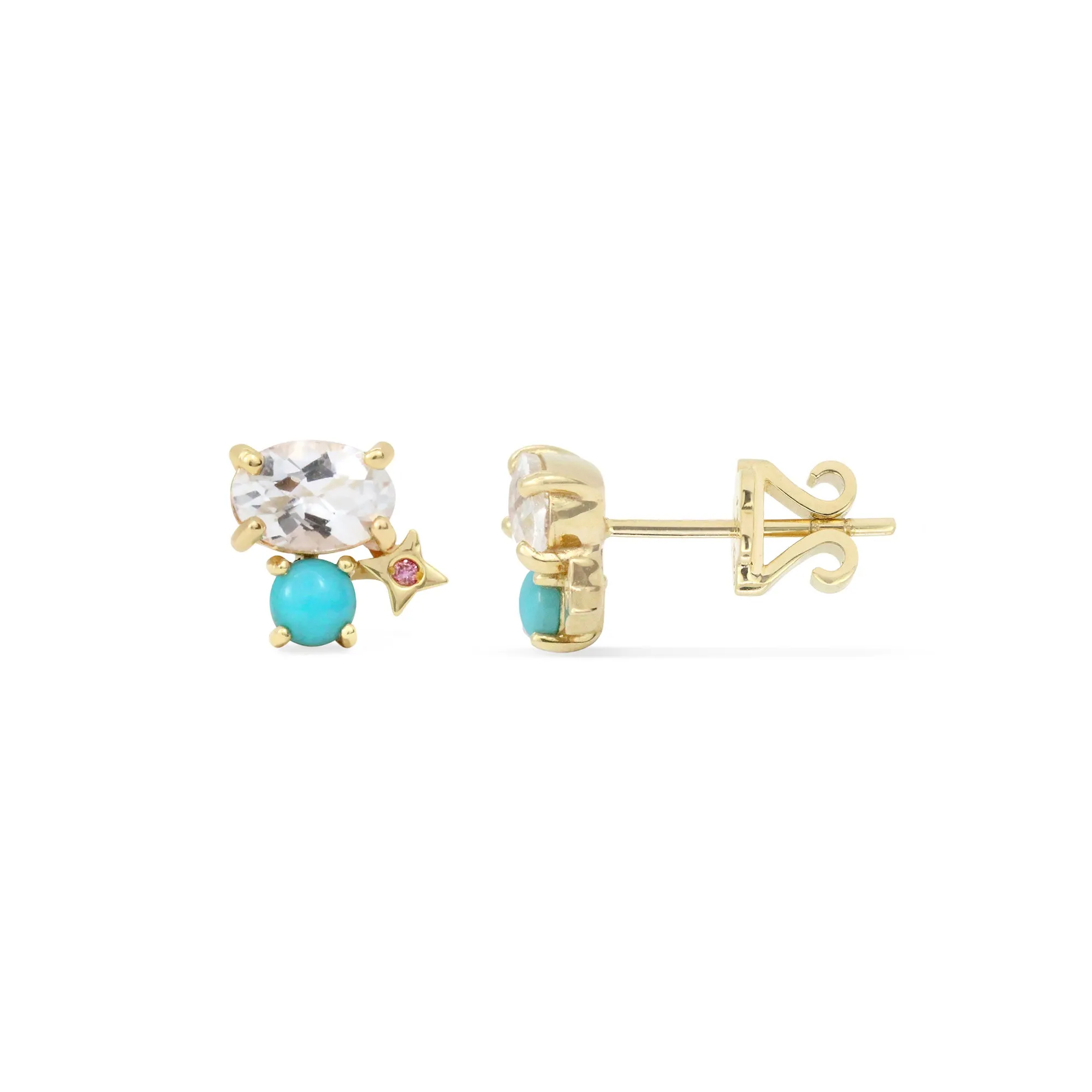 Gemstone & Diamond 14K Northern Star Stud