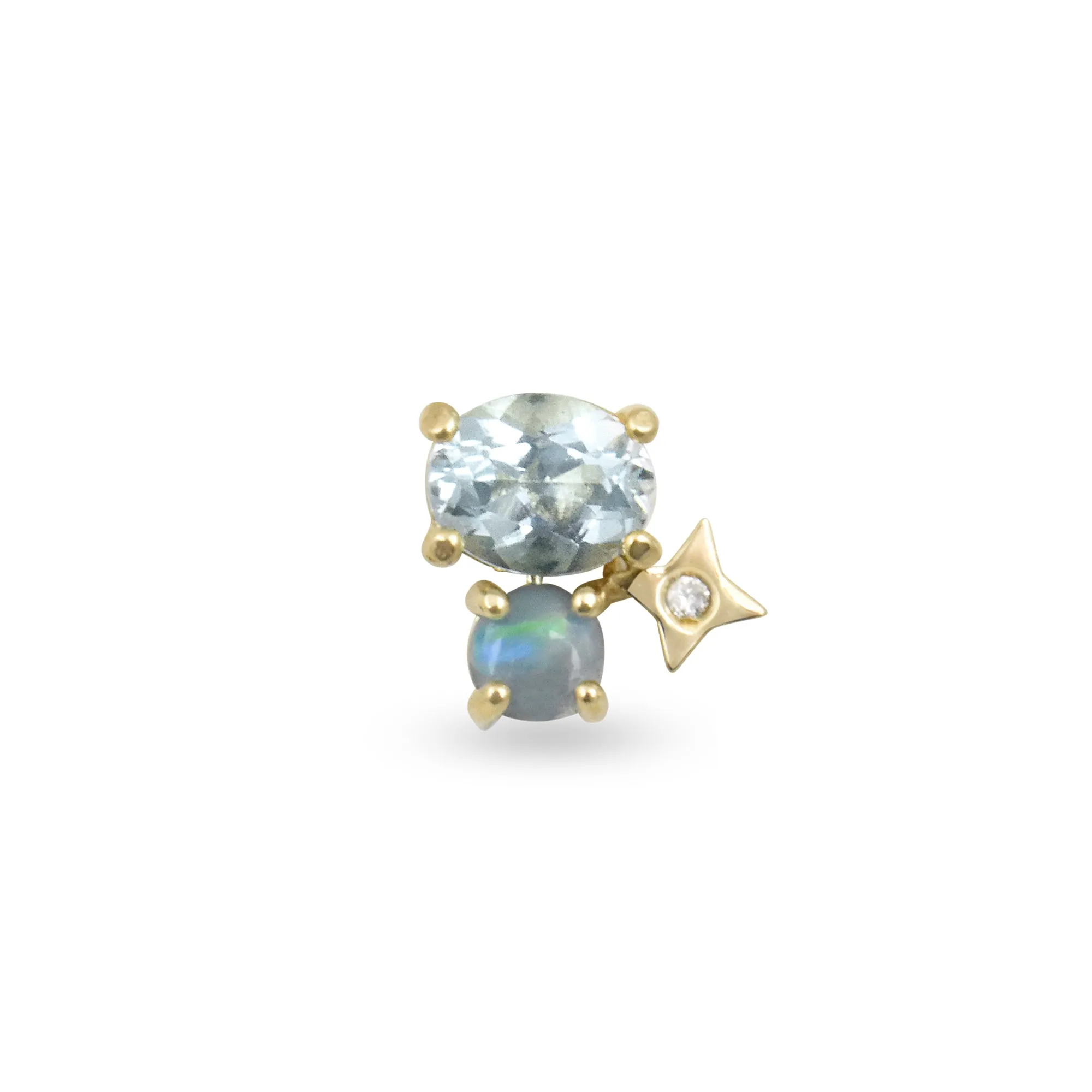 Gemstone & Diamond 14K Northern Star Stud