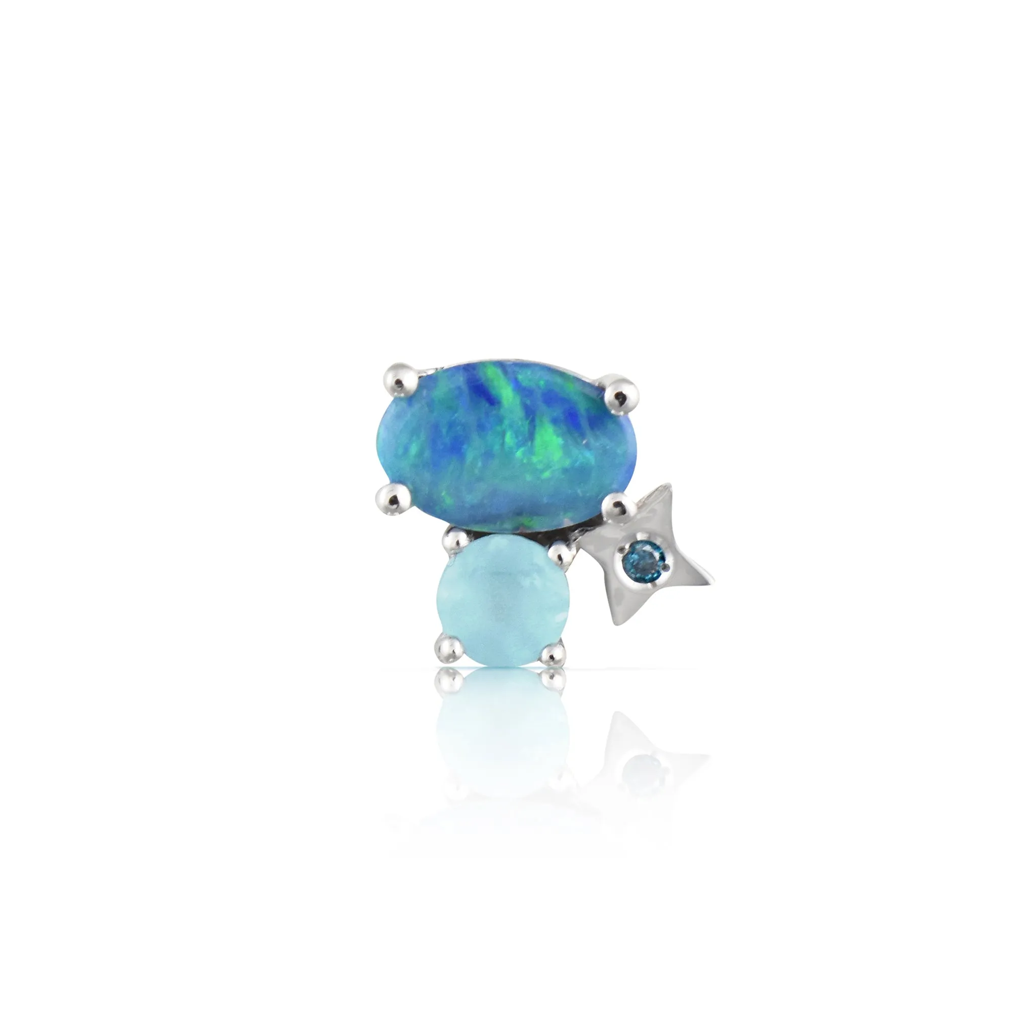 Gemstone & Diamond 14K Northern Star Stud