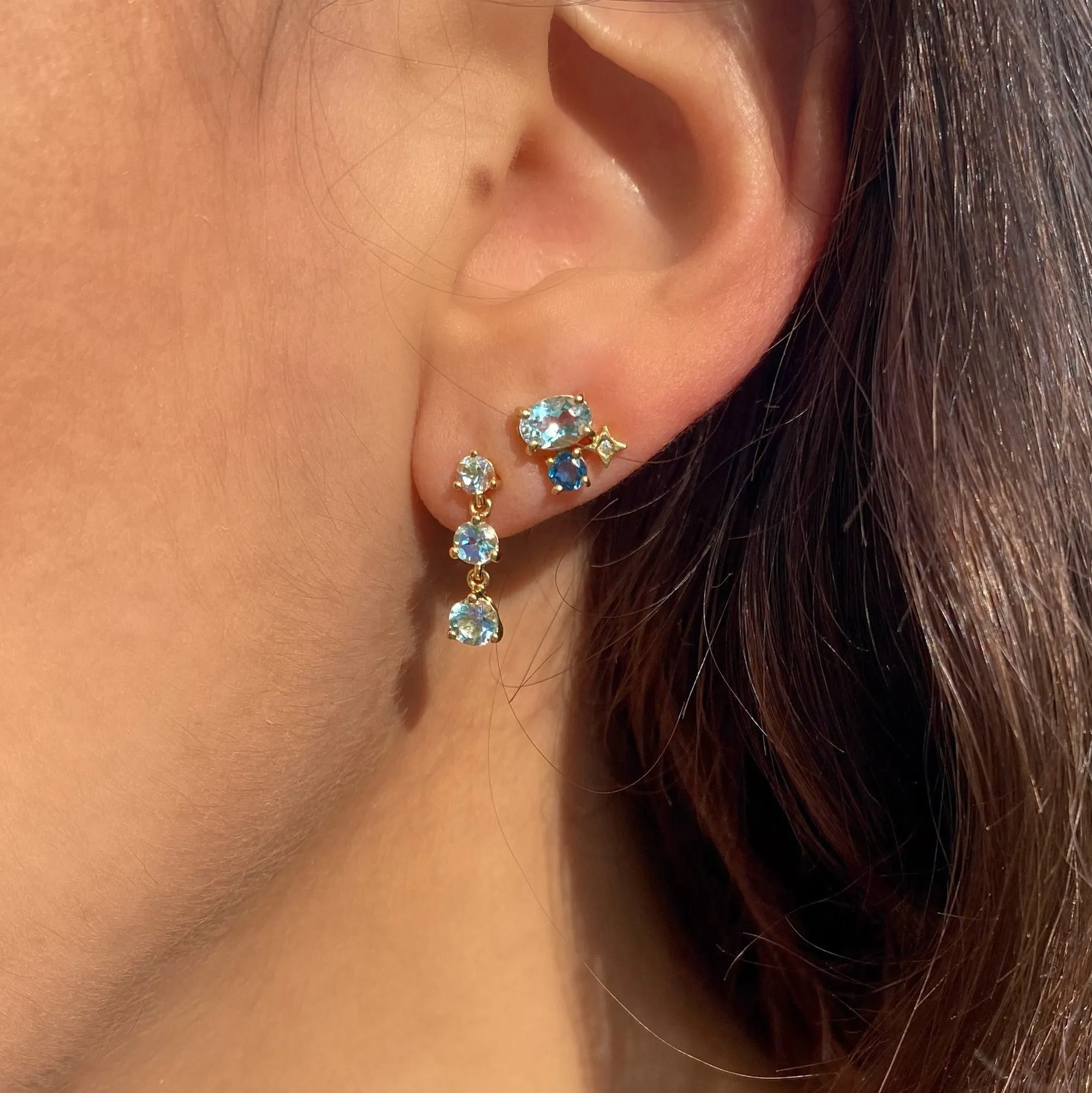 Gemstone & Diamond 14K Northern Star Stud