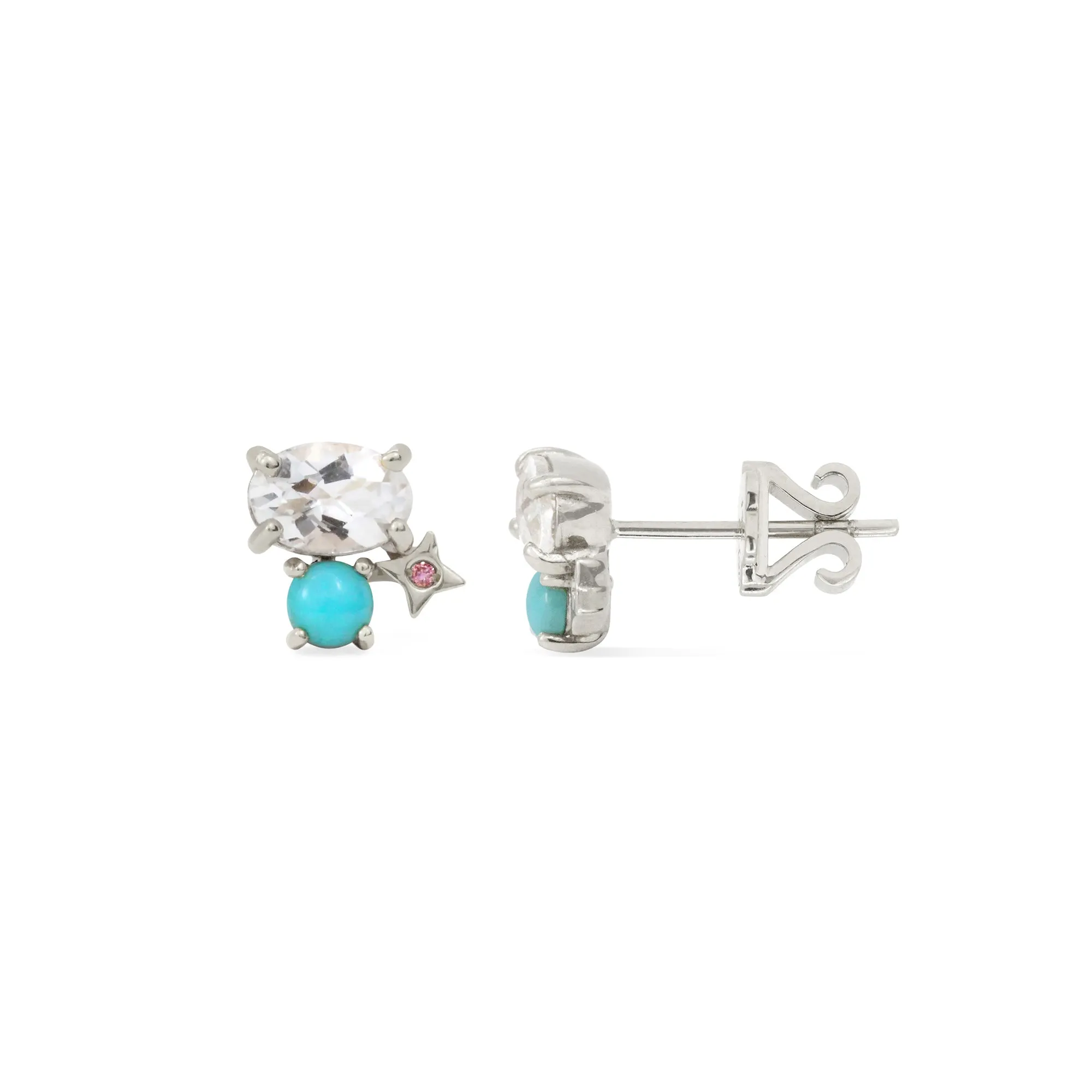 Gemstone & Diamond 14K Northern Star Stud