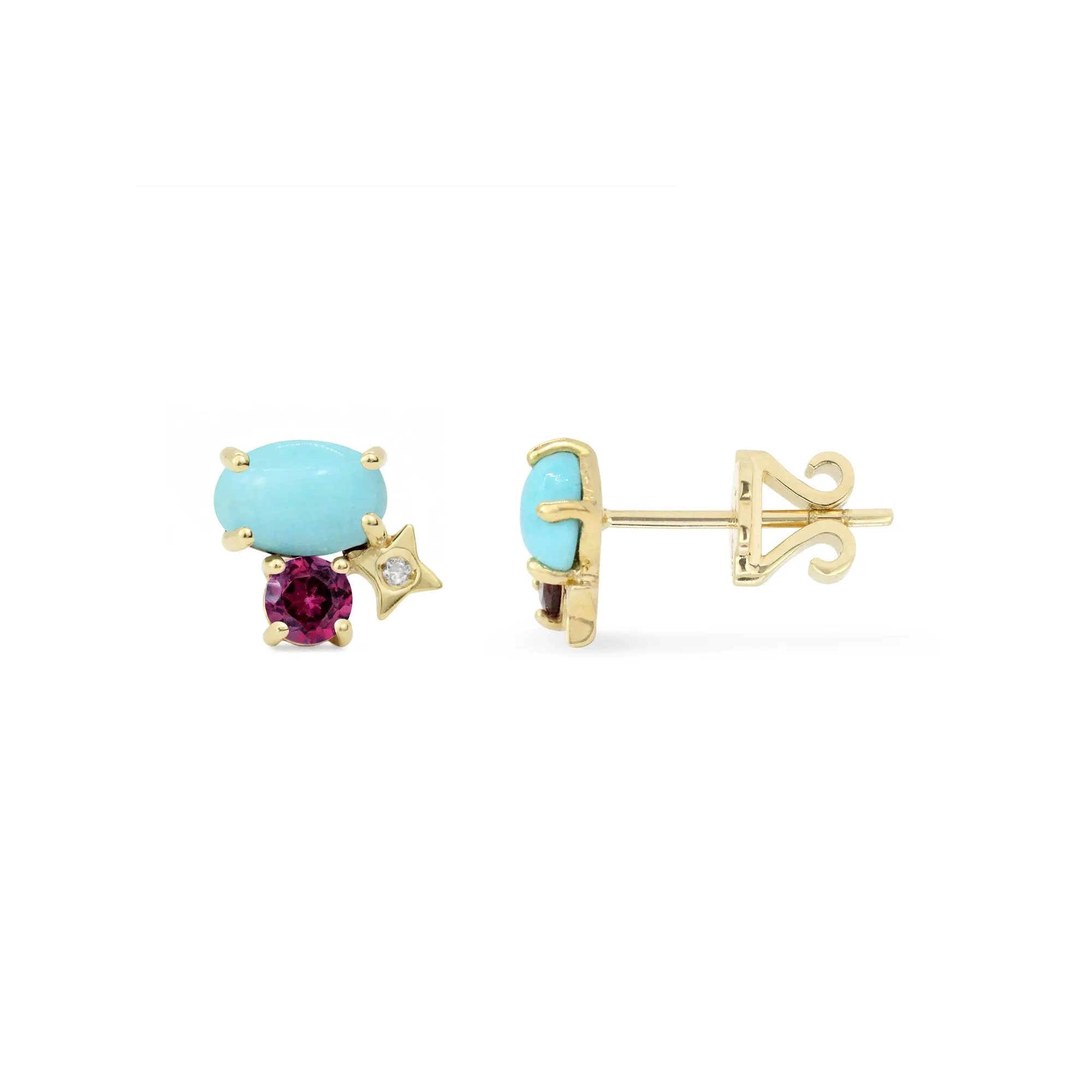 Gemstone & Diamond 14K Northern Star Stud