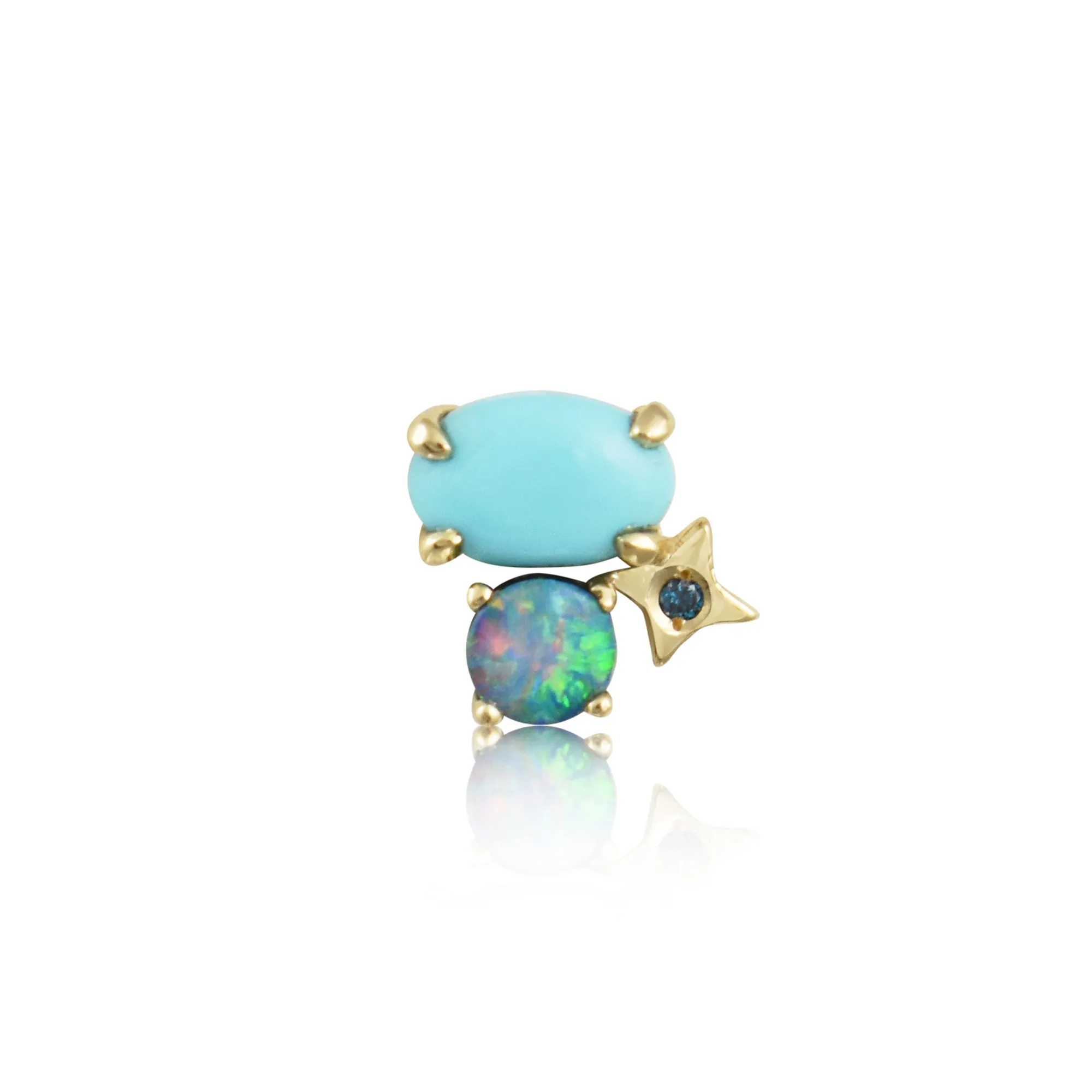 Gemstone & Diamond 14K Northern Star Stud