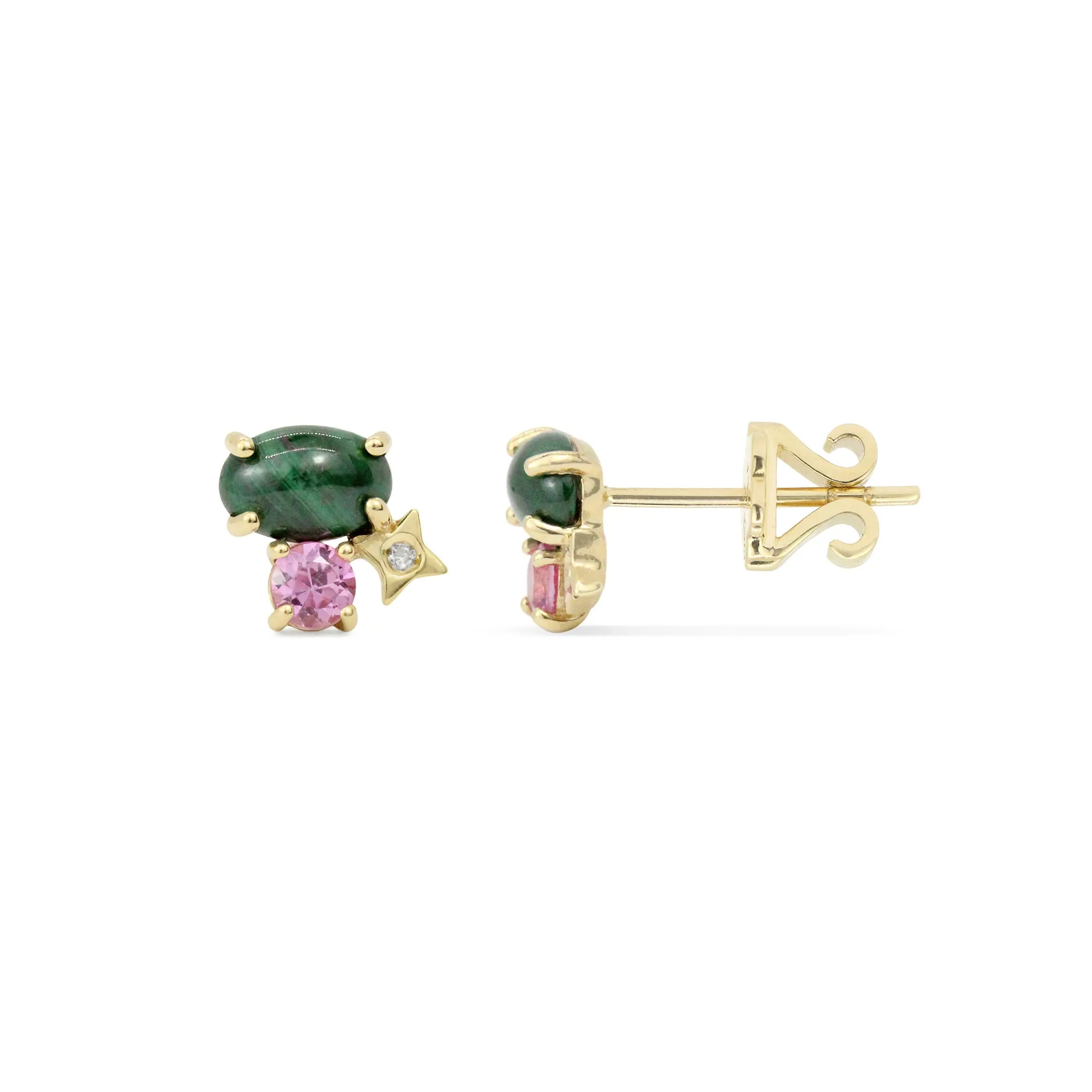 Gemstone & Diamond 14K Northern Star Stud