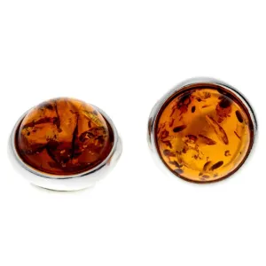Genuine Round Baltic Amber and 925 Sterling Silver Clip-on Celtic Style Earrings - GL184