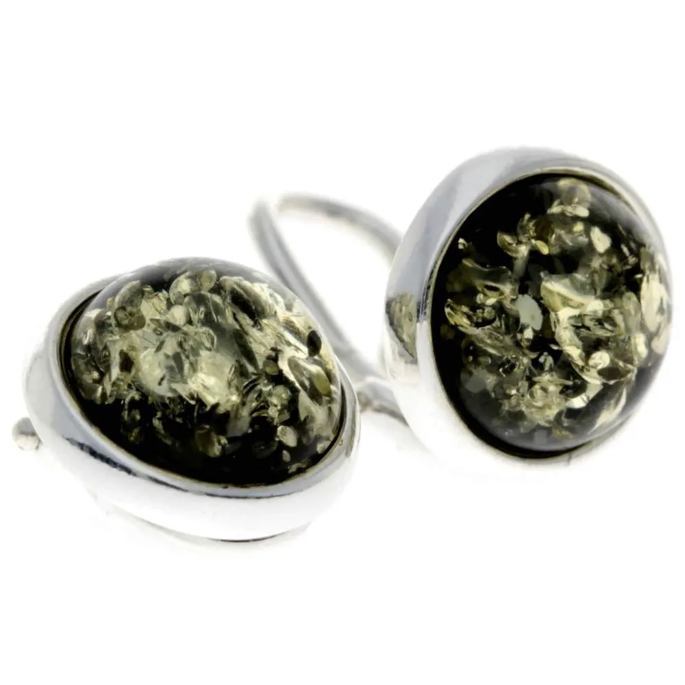 Genuine Round Baltic Amber and 925 Sterling Silver Clip-on Celtic Style Earrings - GL184