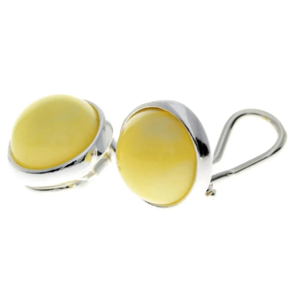Genuine Round Baltic Amber and 925 Sterling Silver Clip-on Celtic Style Earrings - GL184
