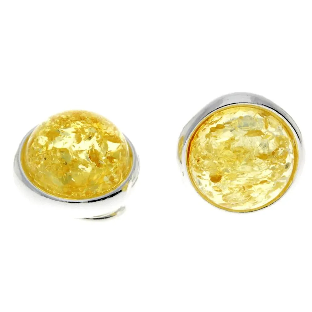 Genuine Round Baltic Amber and 925 Sterling Silver Clip-on Celtic Style Earrings - GL184