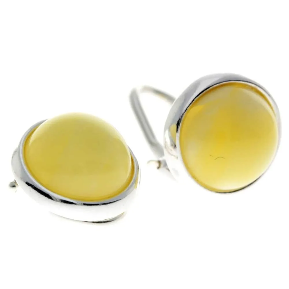 Genuine Round Baltic Amber and 925 Sterling Silver Clip-on Celtic Style Earrings - GL184