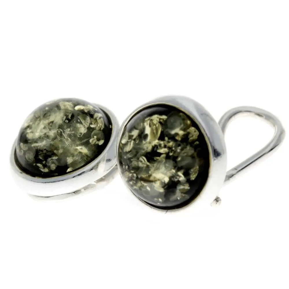 Genuine Round Baltic Amber and 925 Sterling Silver Clip-on Celtic Style Earrings - GL184