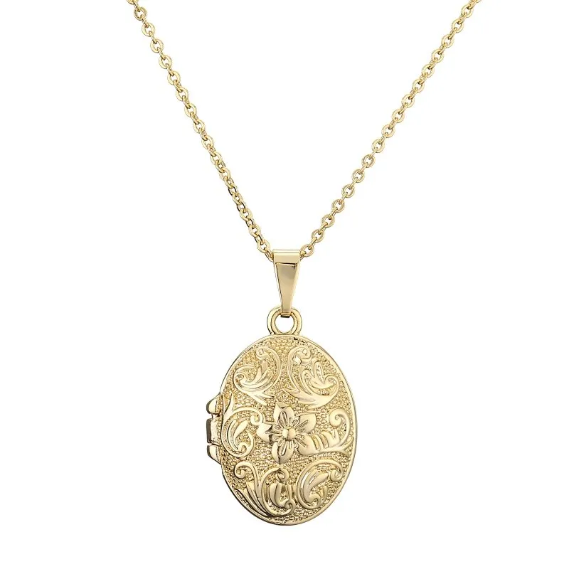Gold Filled Bonded Oval Locket Pendant Necklace 18/20 Inches 1.5mm Chain