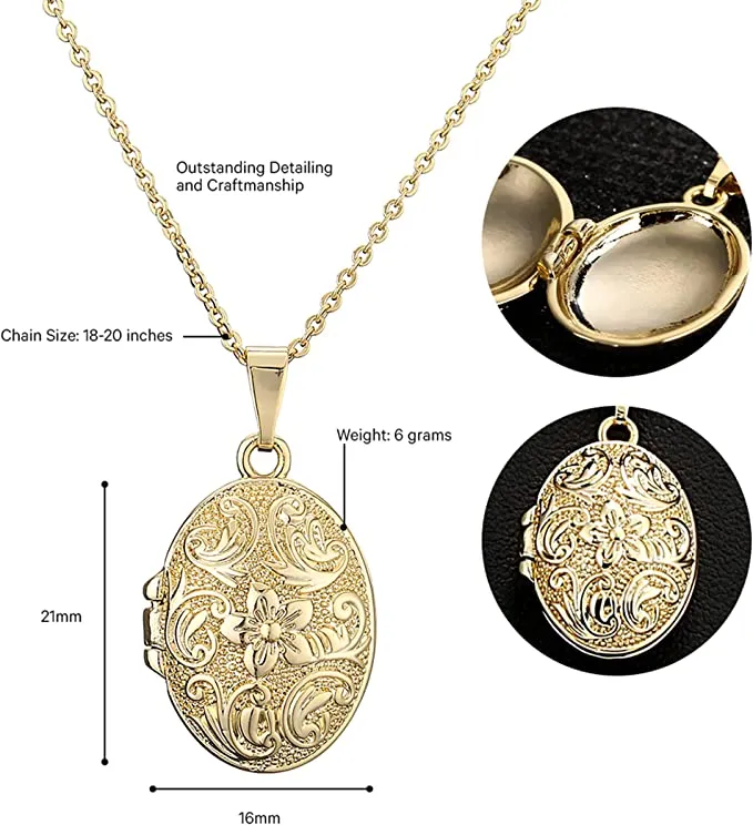 Gold Filled Bonded Oval Locket Pendant Necklace 18/20 Inches 1.5mm Chain