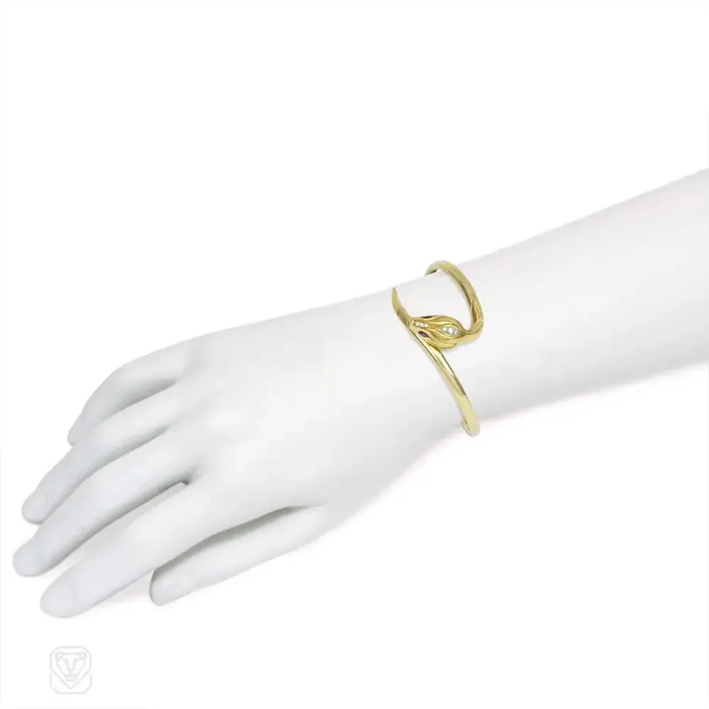 Gold serpent bangle, France