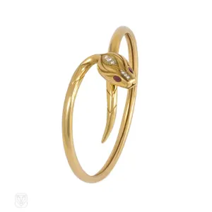 Gold serpent bangle, France