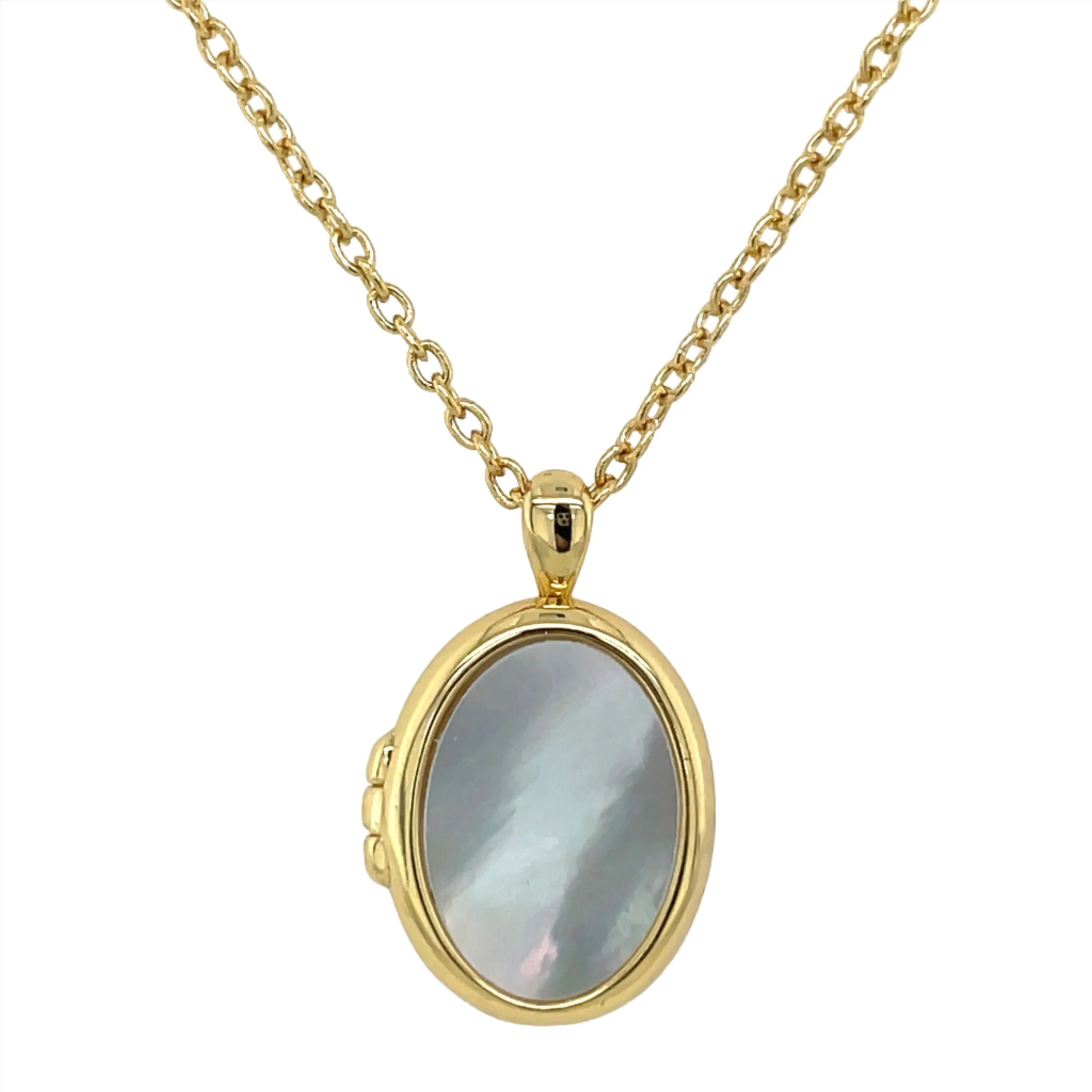 Golden Mother Of Pearl & Black Onyx Locket