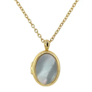 Golden Mother Of Pearl & Black Onyx Locket