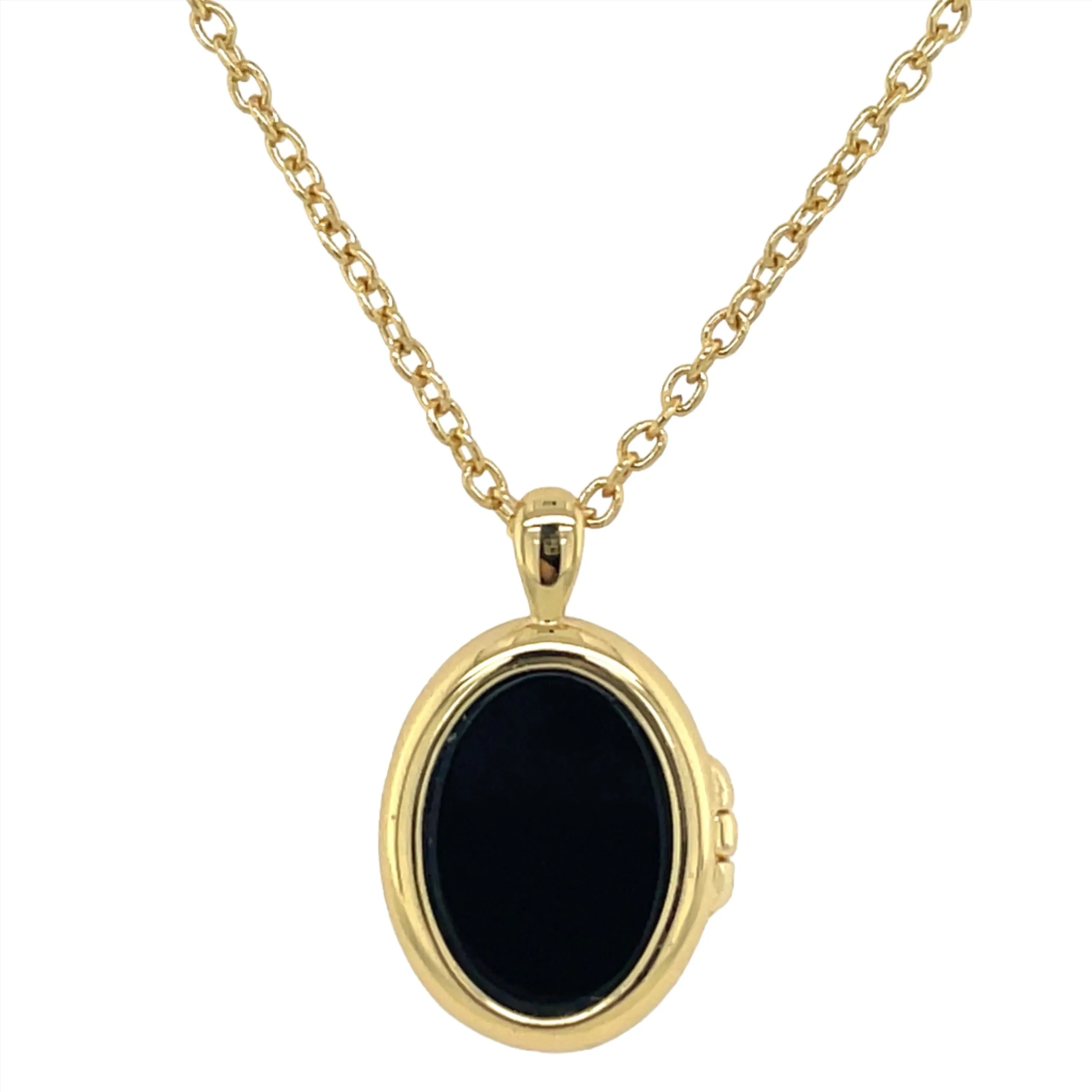 Golden Mother Of Pearl & Black Onyx Locket
