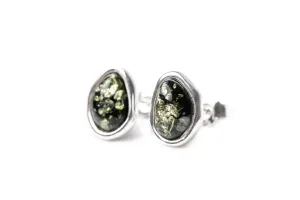 Green Amber ELEMENTS Stud Earrings - Baltic Beauty Jewellery