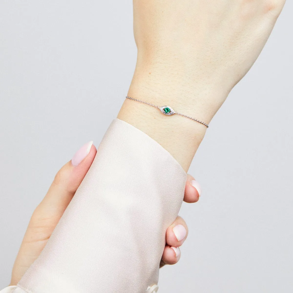 Green Sapphire Evil Eye Bracelet