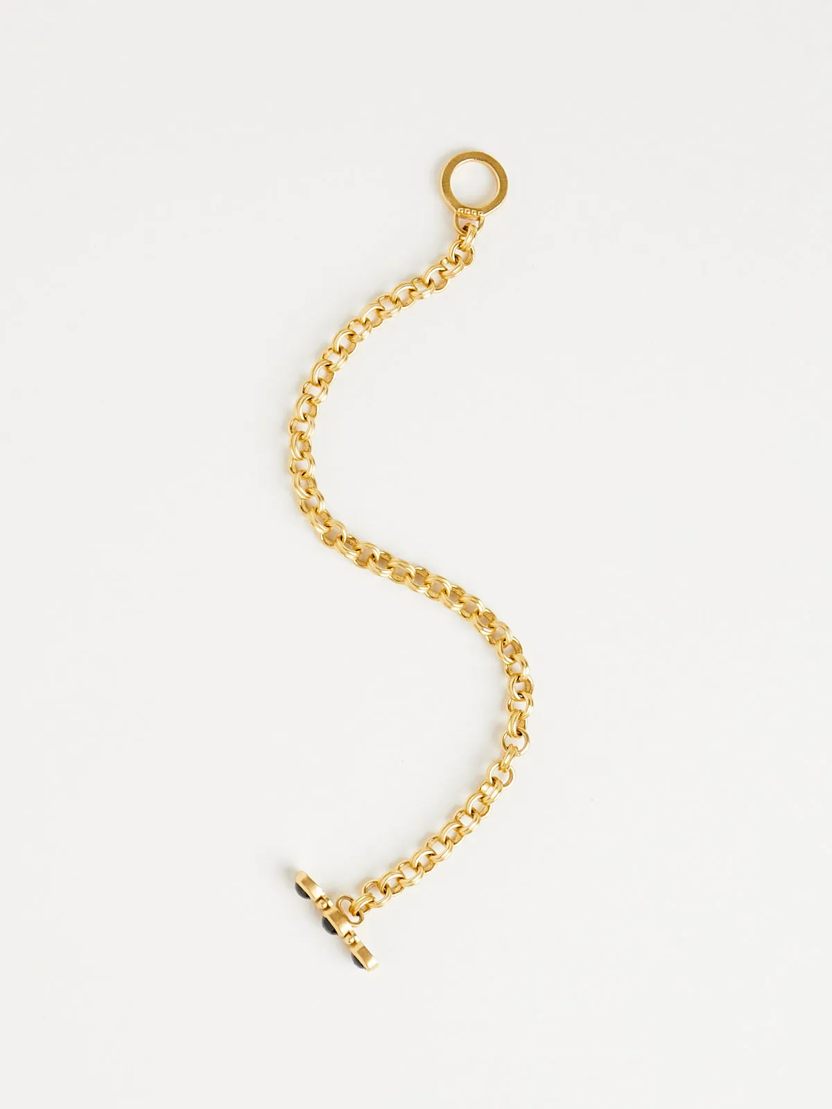 Green Tourmaline Double Link Chain Bracelet in 22k Yellow Gold