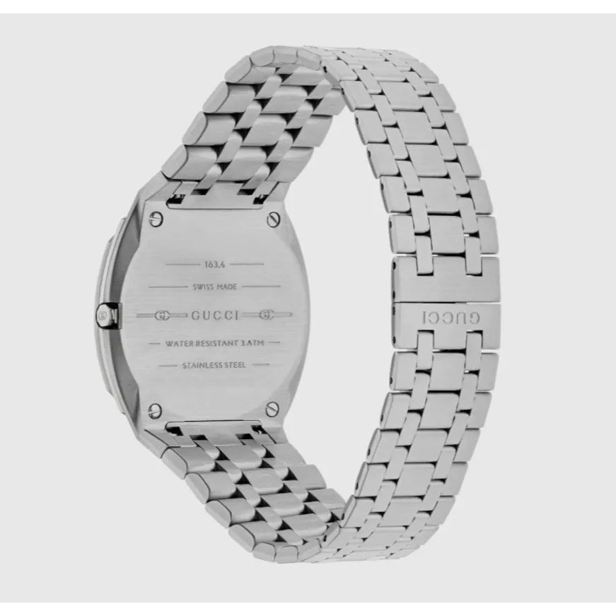Gucci 25H Watch Stainless Steel Silver Dial 34mm Quartz