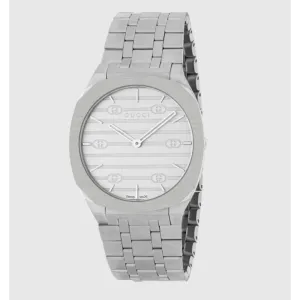 Gucci 25H Watch Stainless Steel Silver Dial 34mm Quartz