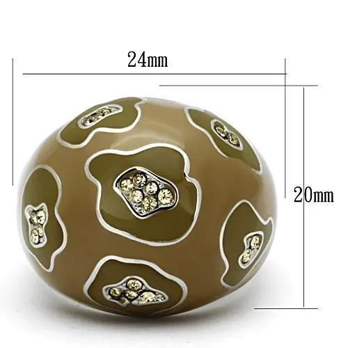High polished (no plating) Stainless Steel Ring with Top Grade Crystal in Citrine Yellow for Women Style TK826