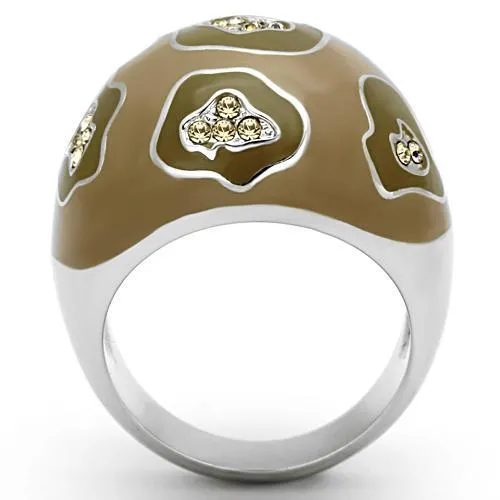 High polished (no plating) Stainless Steel Ring with Top Grade Crystal in Citrine Yellow for Women Style TK826