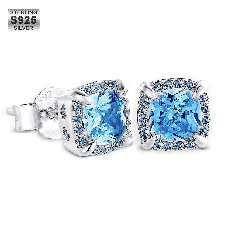 Iced Out Square Stud Diamond Earrings