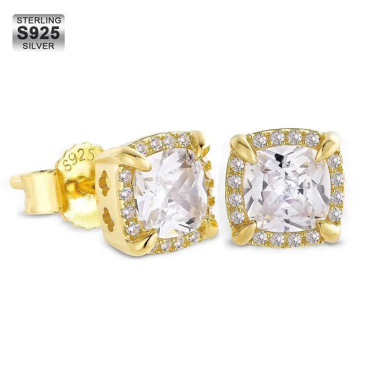 Iced Out Square Stud Diamond Earrings