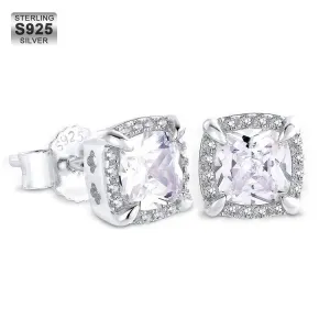 Iced Out Square Stud Diamond Earrings