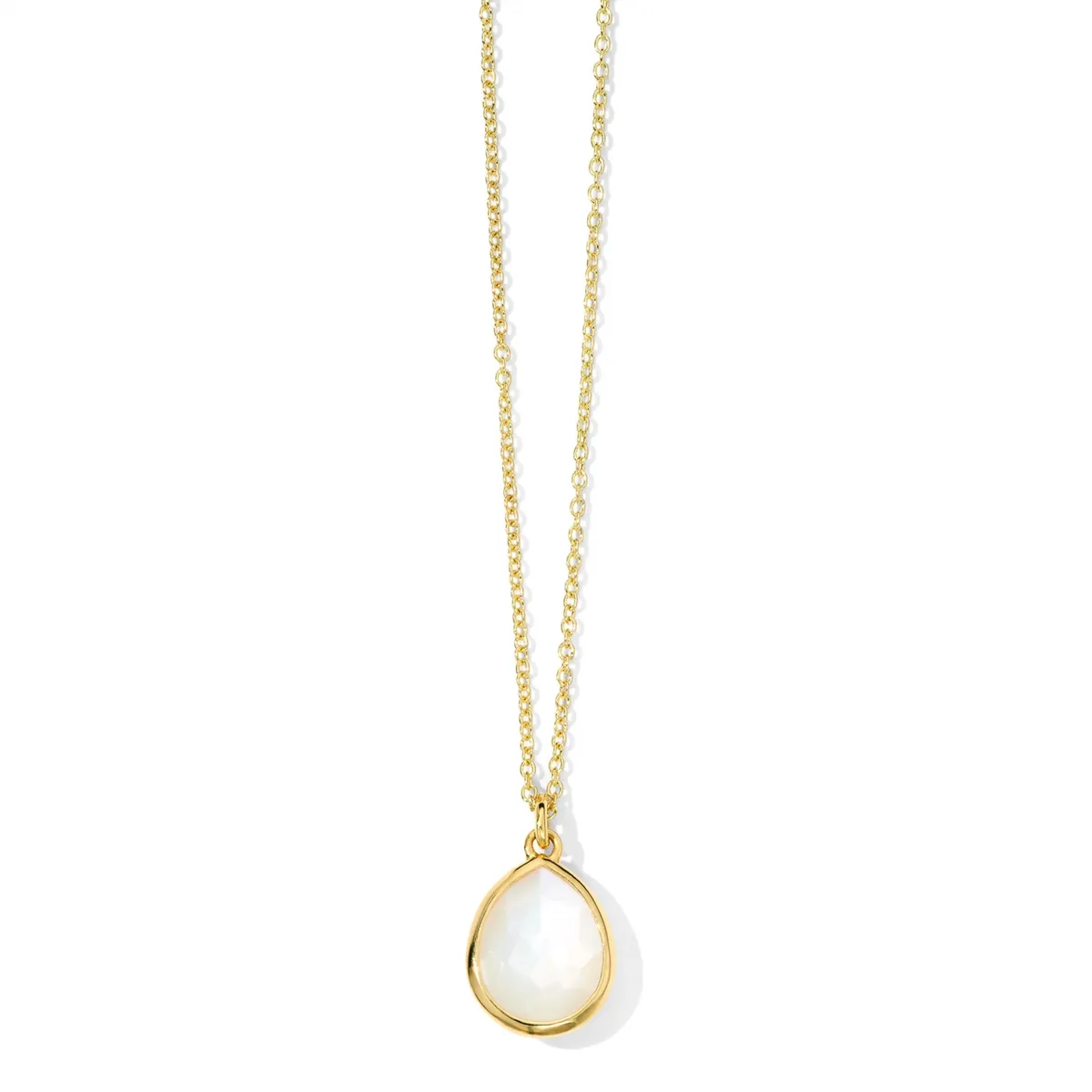 Ippolita 18K Yellow Gold Rock Candy Mini Teardrop Pendant Necklace in Mother of Pearl Doublet 16-18in