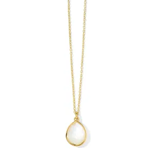Ippolita 18K Yellow Gold Rock Candy Mini Teardrop Pendant Necklace in Mother of Pearl Doublet 16-18in