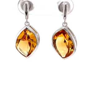 Kaleidoscope Large laser Cut Citrine Drop Stud Earring