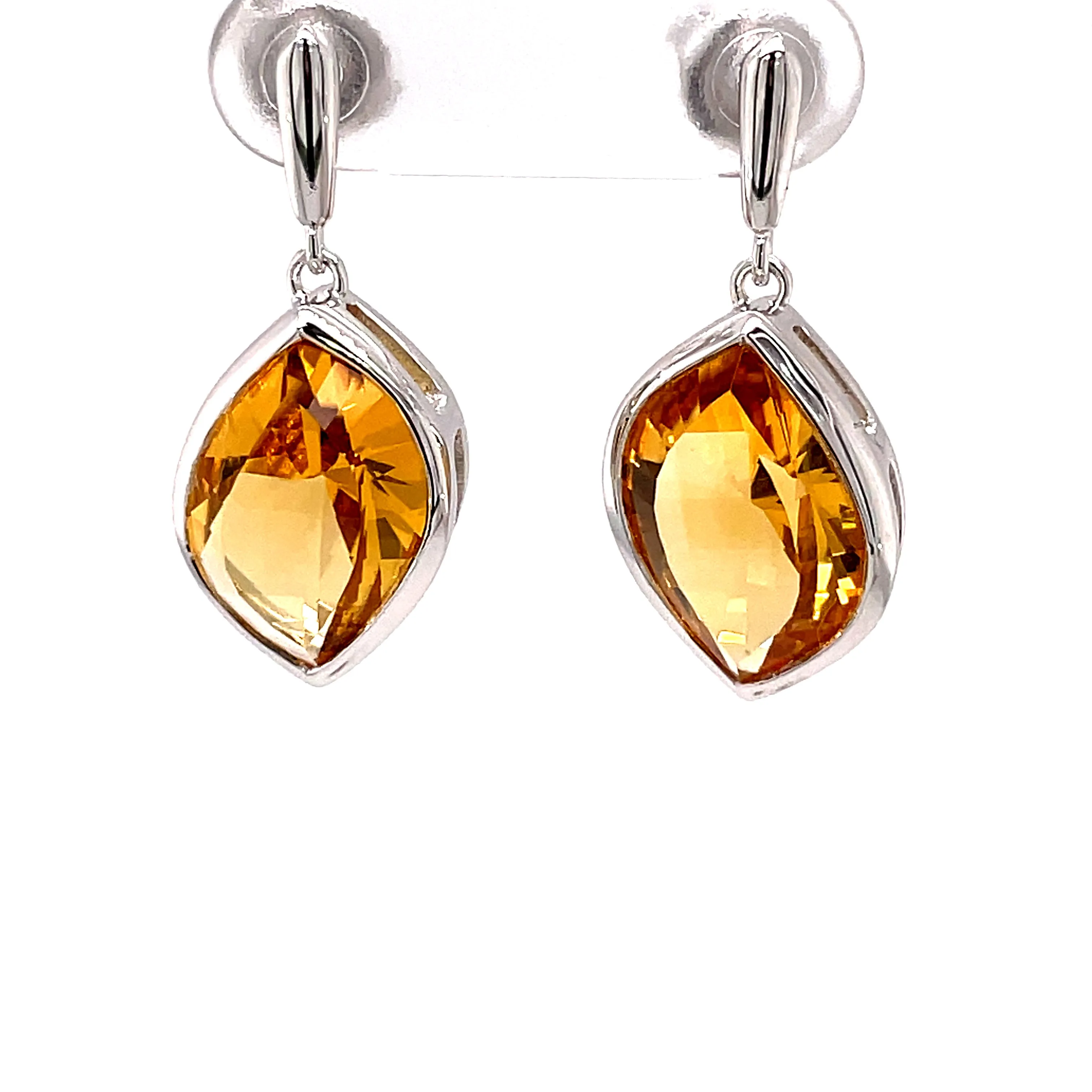 Kaleidoscope Large laser Cut Citrine Drop Stud Earring