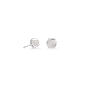 Kendra Scott Sterling Silver Davie Stud Earrings in Rainbow Moonstone