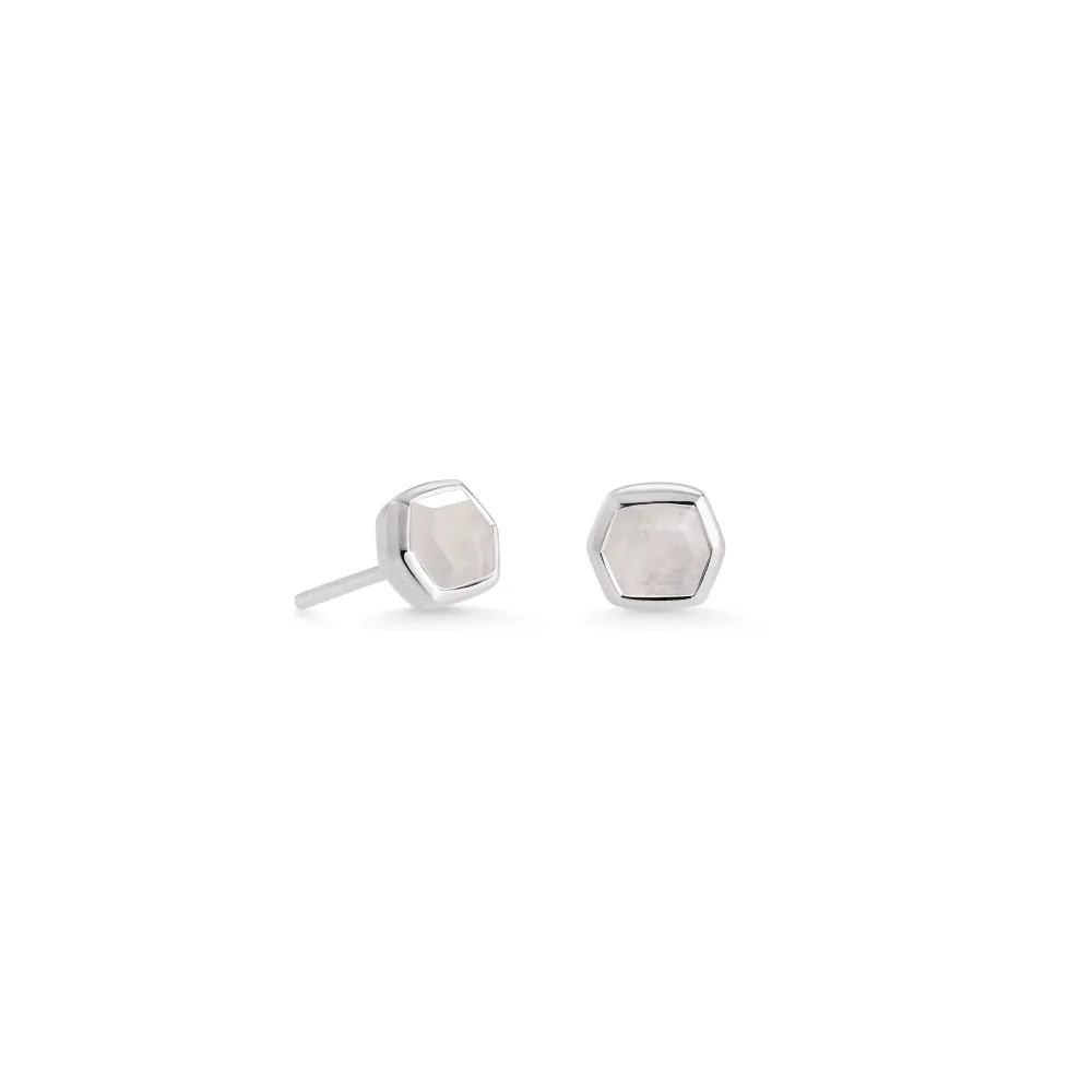 Kendra Scott Sterling Silver Davie Stud Earrings in Rainbow Moonstone