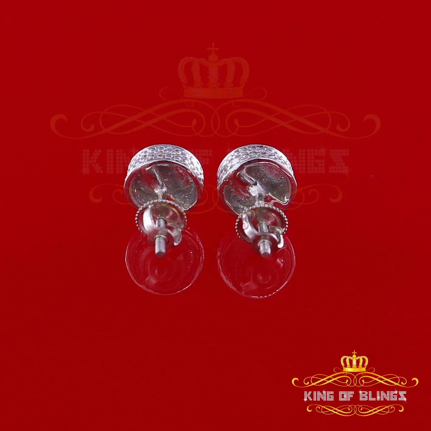 King Of Bling's 0.10ct Diamond 925 Sterling Silver White For Men's / Women's Round Style Earring