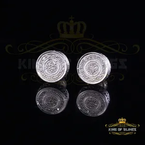 King Of Bling's 0.10ct Diamond 925 Sterling Silver White For Men's / Women's Round Style Earring